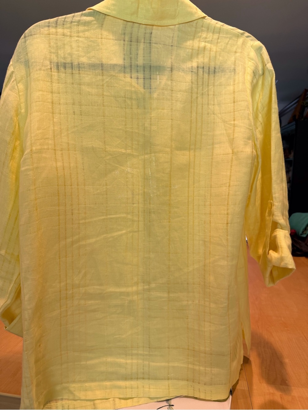 JM Collection Yellow Button-Front Blouse - Picture 4 of 14